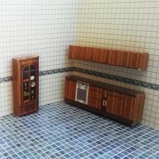 Self Assembly Cupboard Set & Buffet with wood pattern Maquette